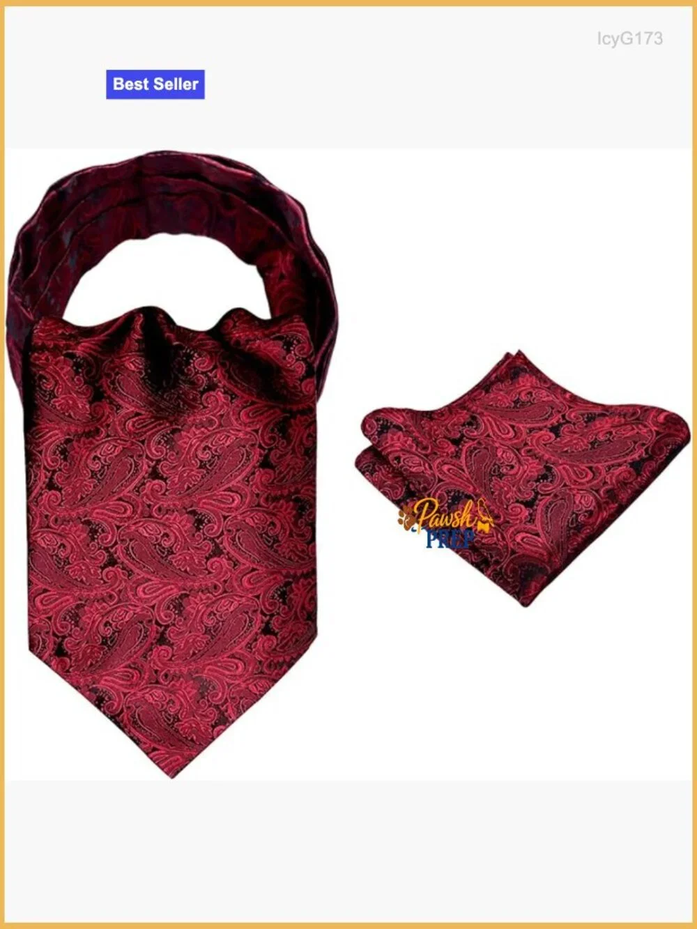 Men's Self-Tied Cravat Ascot Tie and Pocket Square Set